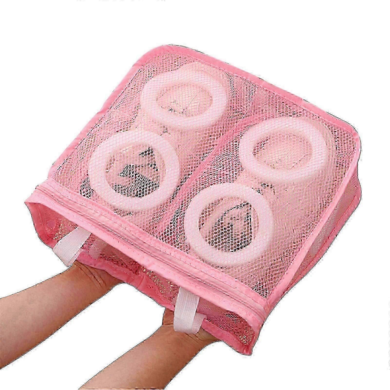 Protective mesh shoe cleaning bag pink