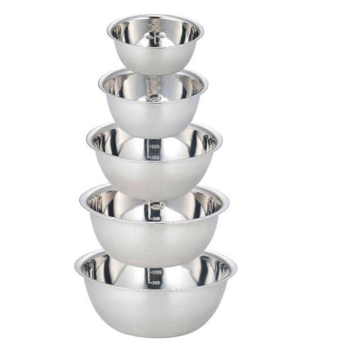 Stainless Steel Mixing Bowls (Set of 5) Non Nesting Whisking Bowls Set Mixing Bowls for Salad Cooki