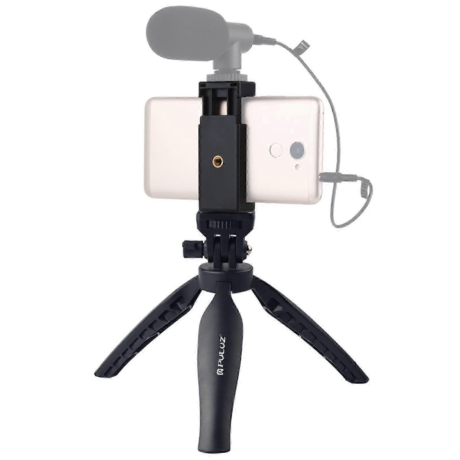 PULUZ PU600 Desktop Tripod Stand with Phone Clamp, Adjustable Gimbal for Smartphones and Cameras
