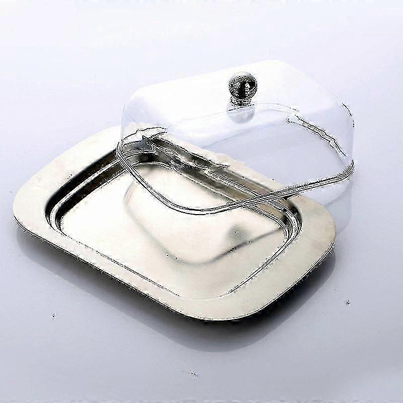 Butter Dishes Stainless Steel Transparent Butter Box Bread Box Container Cheese Server Storage Tray