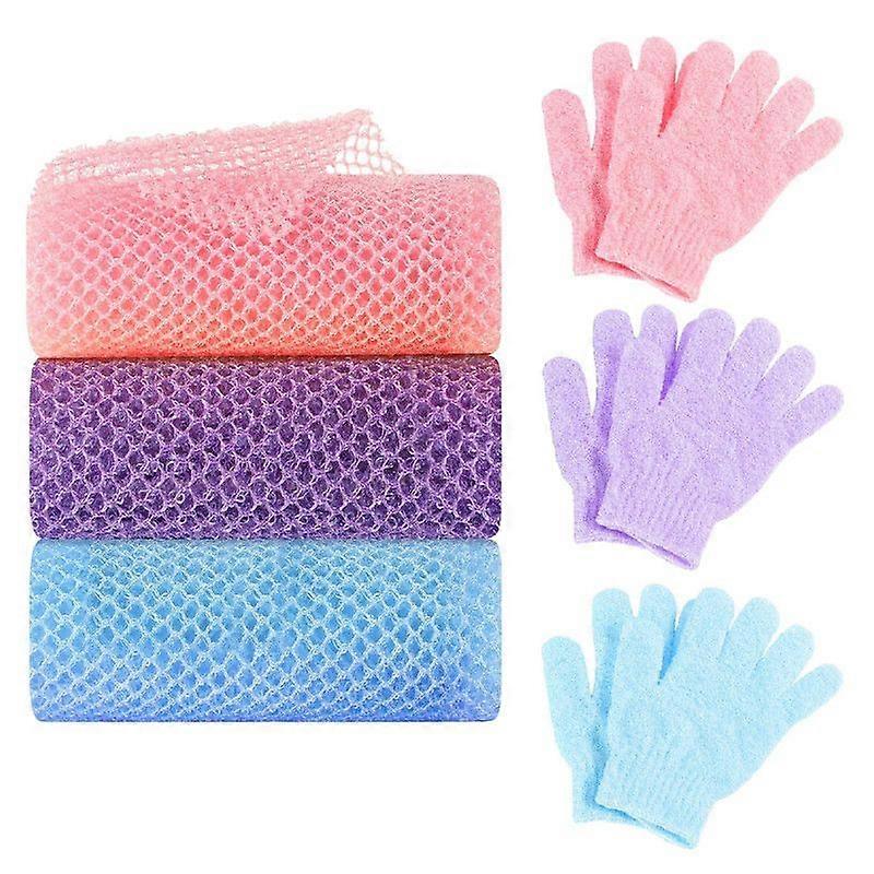 African Net Sponge Exfoliating Glove Set, Bath Sponge Body Scrubber