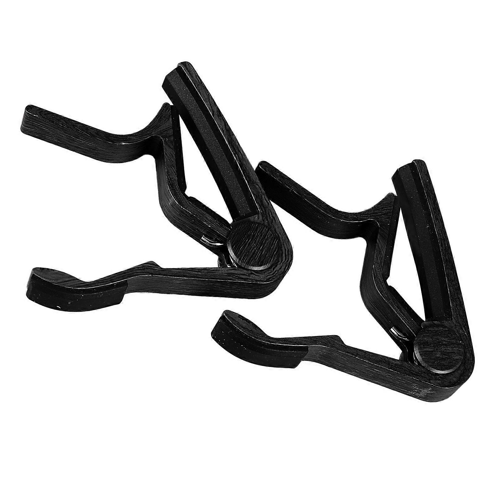 2Pcs Solid Wood Acoustic Guitar Capo with Rubber Pad + 5 Black Picks