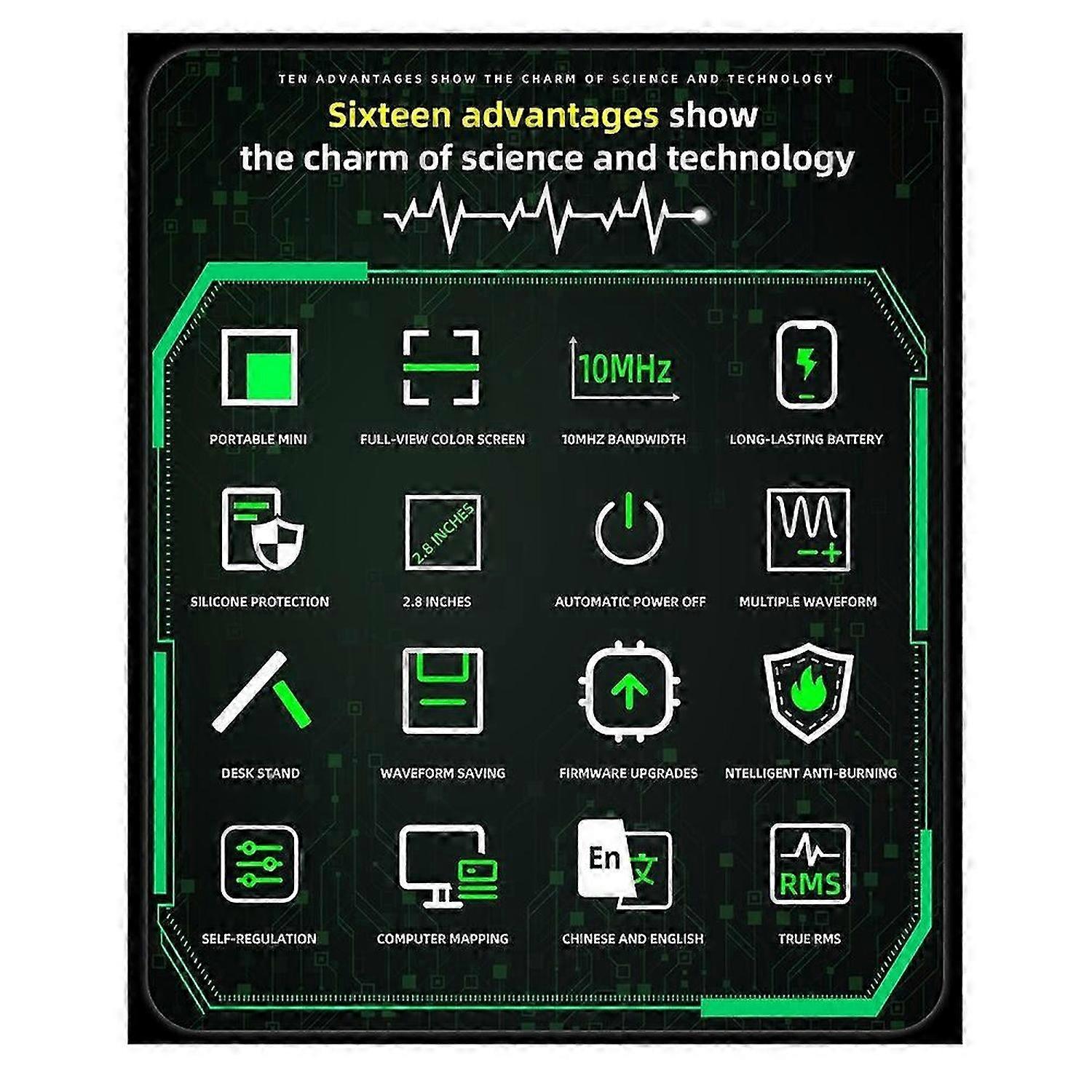 OT2 2-IN-1 Digital Portable Oscilloscope 10MHz 48MSa/S Signal Generator Sampling Rate Electronics R