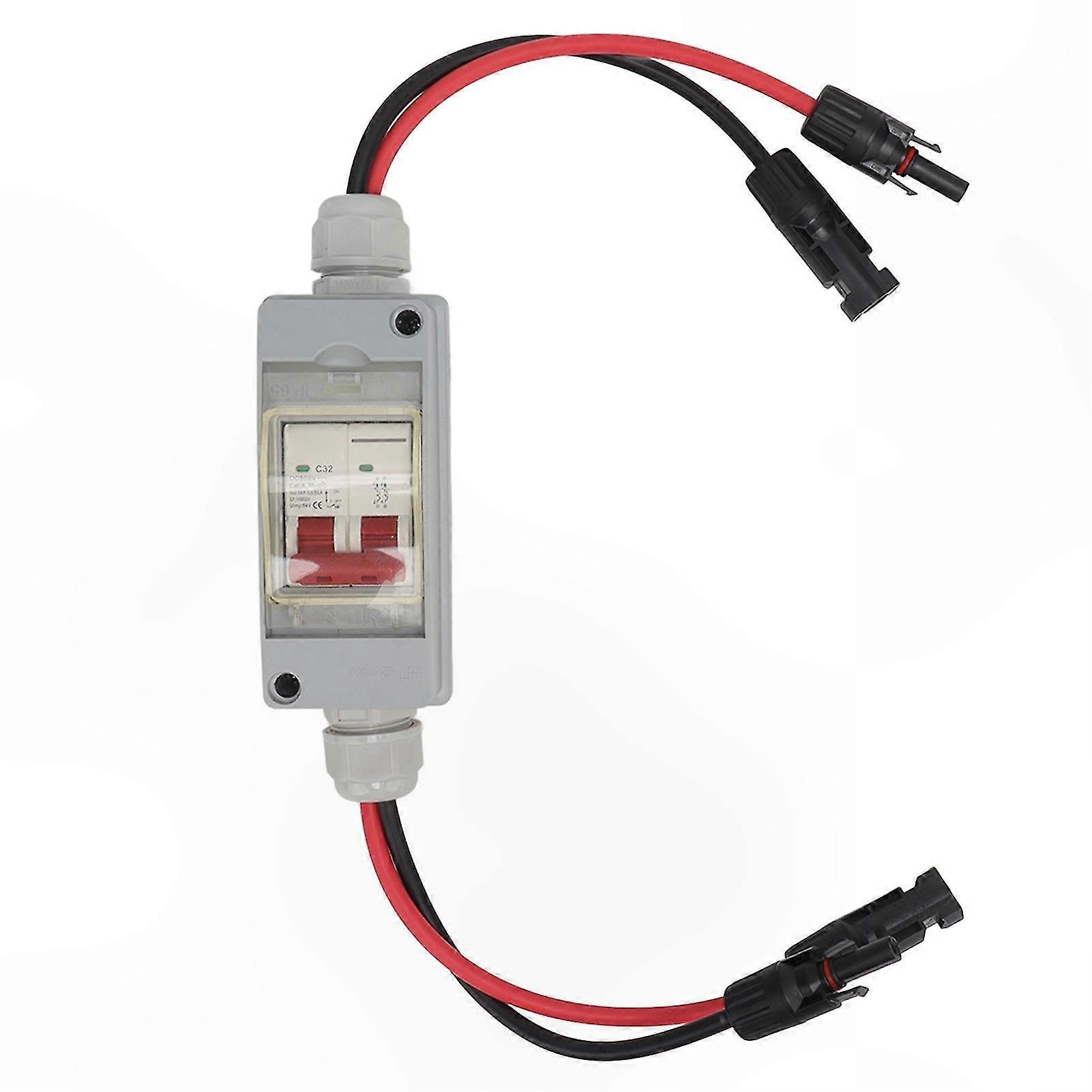 2P DC 500V 32A Miniature Circuit Breaker with IP65 Enclosure and PV Cable Connector