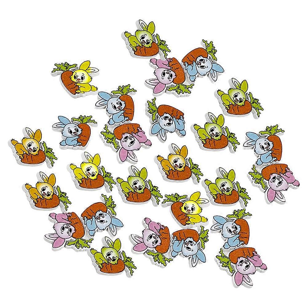 Wooden Buttons Easter Bunny Buttons for Decoration 150Pcs Assorted Color