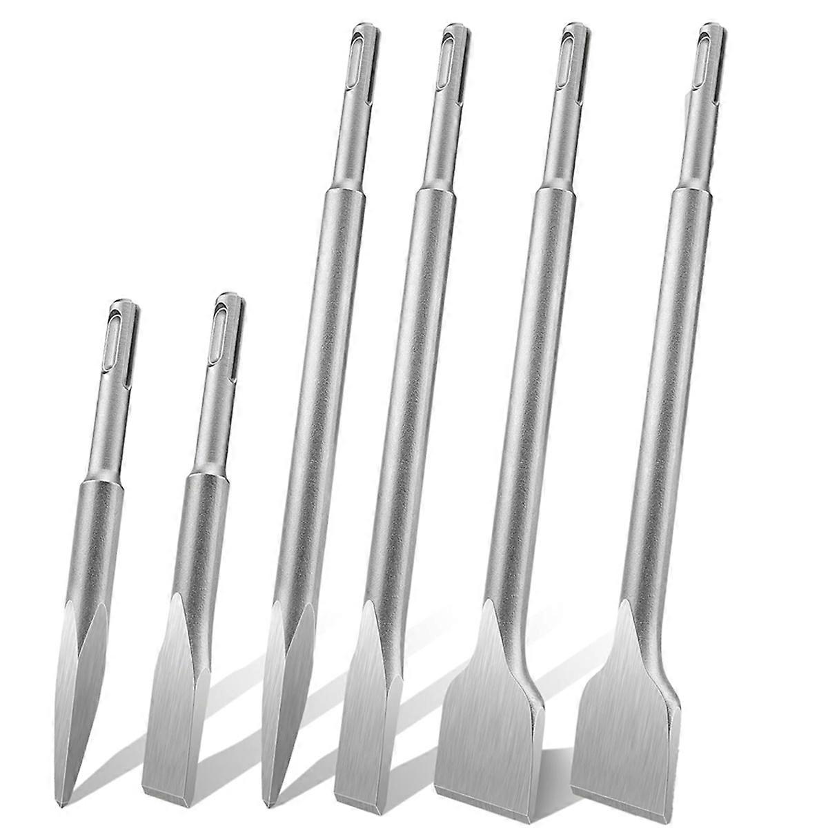 SDS Plus Chisel Set,6pcs Tile Chisel Spade Chisel Drill Hammer Chisel Set for Concrete,Masonry,Tile