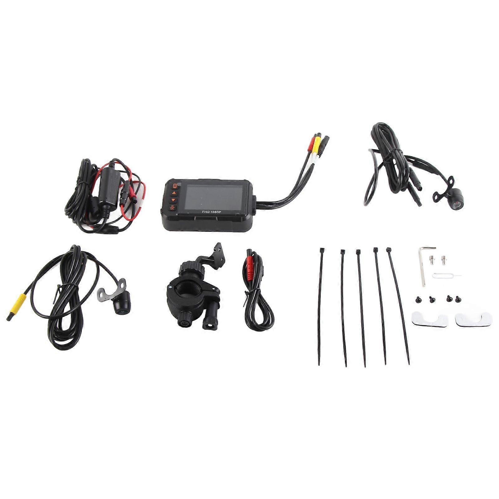 3in Motorcycle Dash Cam 1080P Front Rear Video Driving Recorder Loop Recording G Sensor Parking Monitoring Waterproof Action Camera
