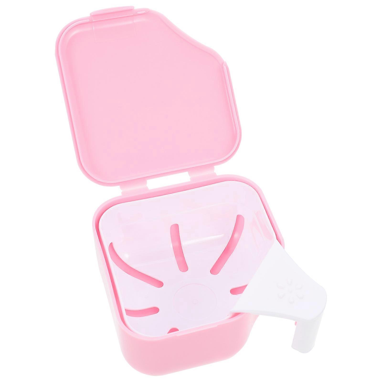 False Tooth Care Tools Denture Box for Storage Use Portable Pink Holder