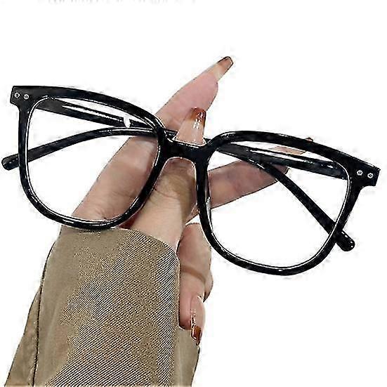 Unisex Blue Light Blocking Glasses Retro Large Oval Frame Clear View Strong Hinge with Brim Eye Protection Clear Bluelight Glasses Spectacles