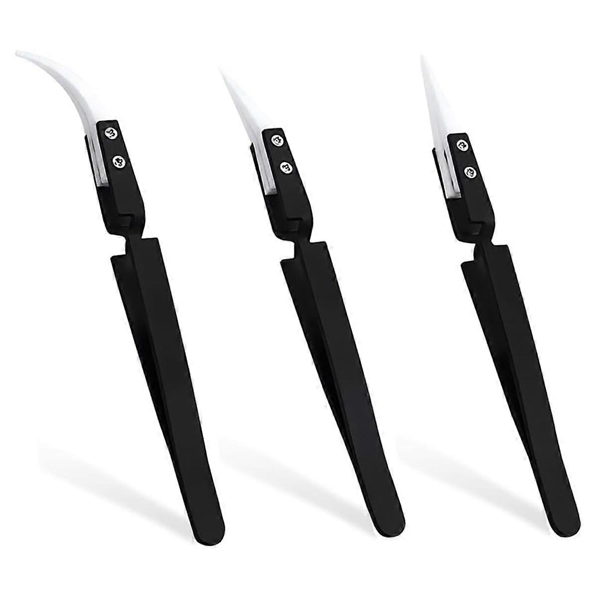 3Pcs Precision Ceramic Reverse Tweezers
