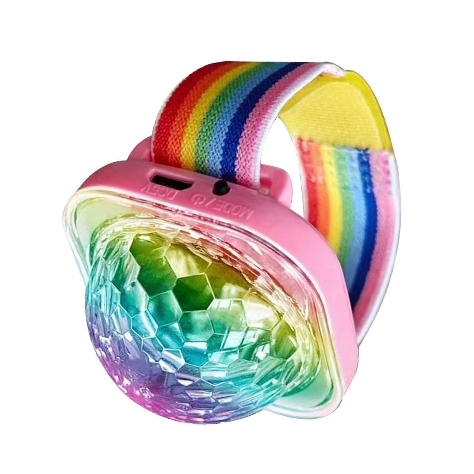 Dance Light Disco Ball Light | LED Sound Activated Stage Light | USB Rechargeable Colorful Bracelet Light for Parties and Events in Pink