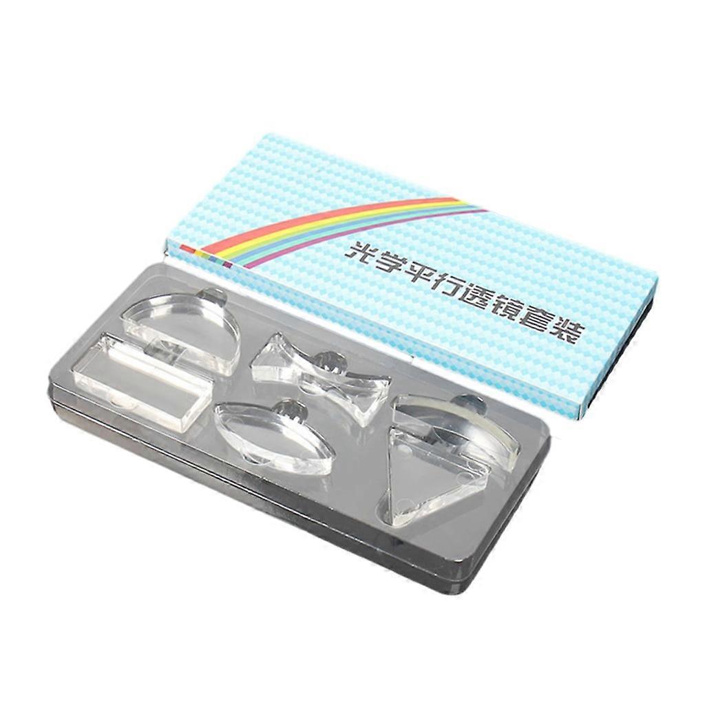 6Pcs Acrylic Optical Lens Prism Triangular Semicircular Rectangle Concave Convex Light Lens Class Physics Teaching Aids
