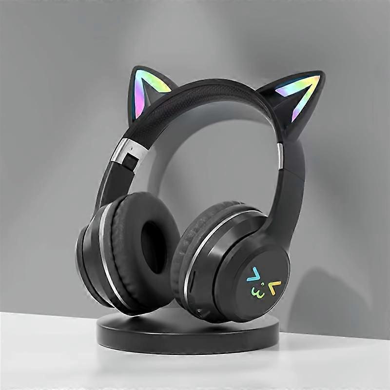 Wireless Anime Gaming Headset with Active Noise Cancellation, Foldable Cat-Ear Design & Detachable Cable for Desktop Users