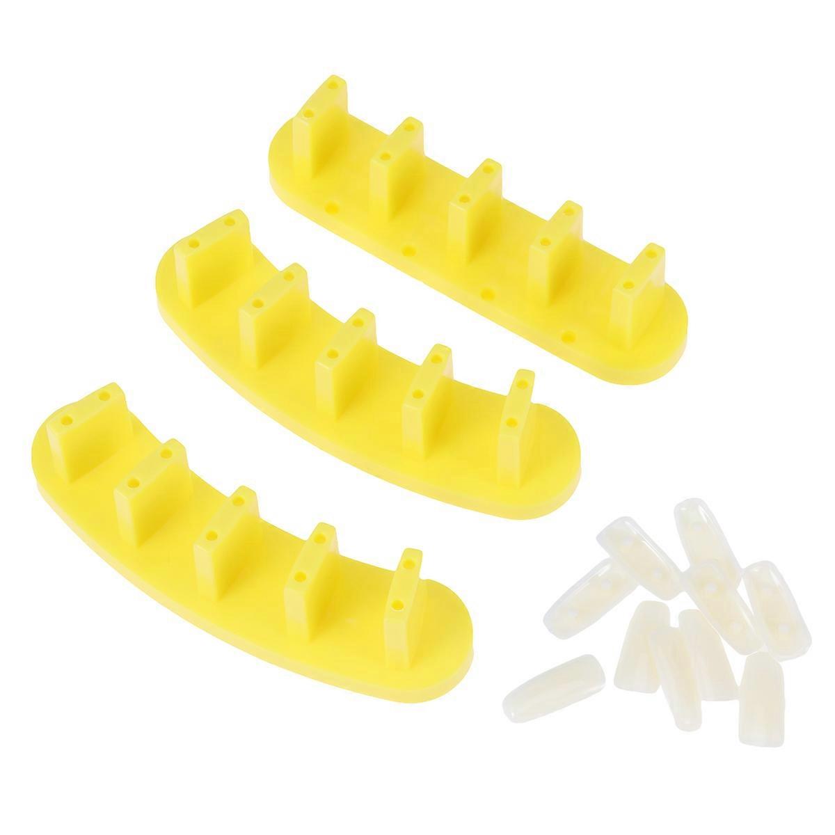 Tip Stand for Nails Nail Training Rack for 3Pcs Yellow Nail Display