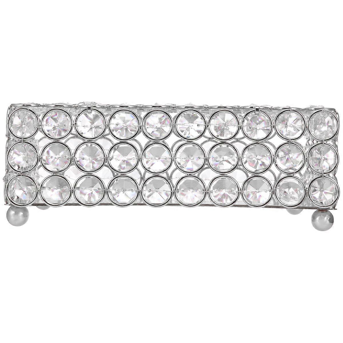 Crystal Hollow Tissue Drawer Paper Holder for Storing 2Pcs Silver Set
