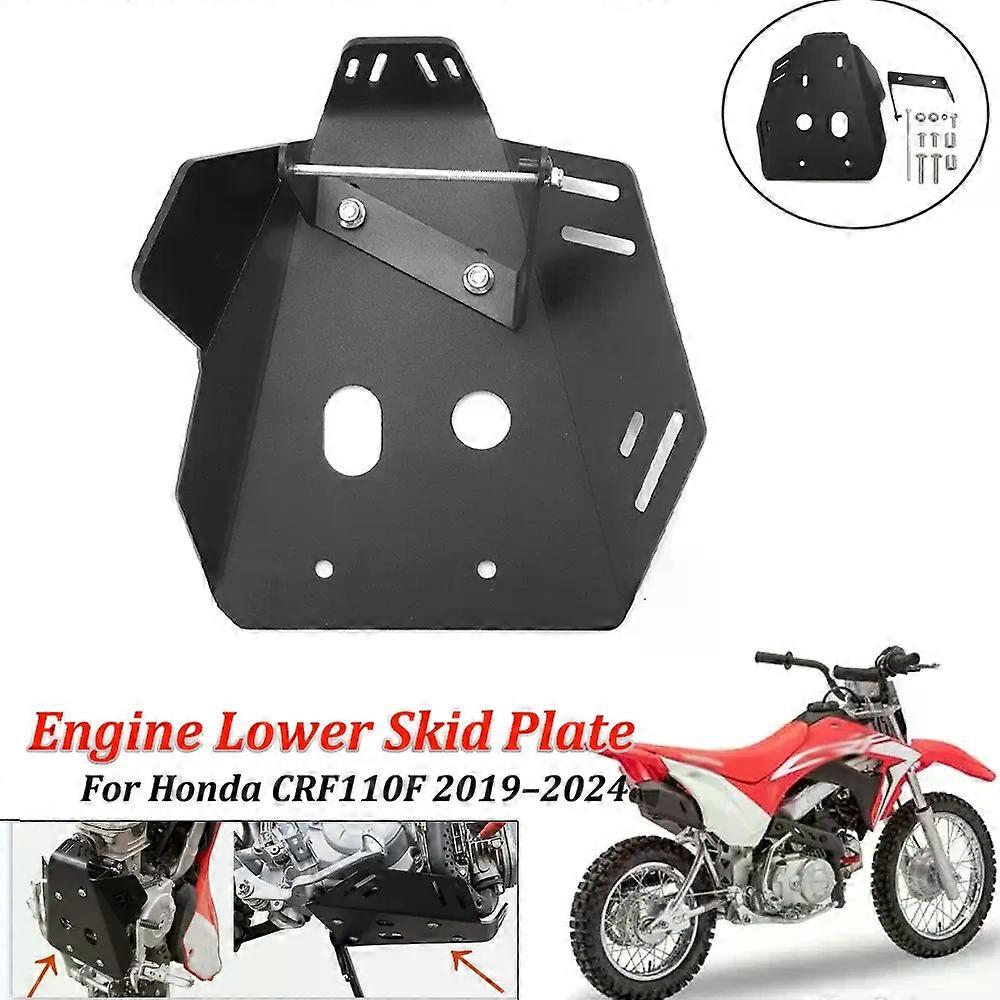 Black Aluminum Engine Lower Skid Plate Protective For Honda CRF110F 2019 2024 CRF110 F CRF 110 F 2023 2022 2022 2020