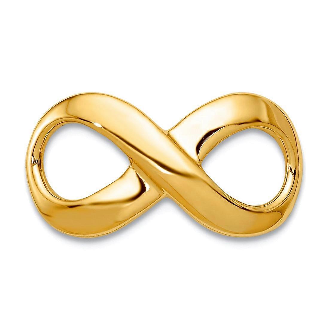 Collier avec pendentif coulissant en or jaune massif 10 carats, motif 8 de l'infini, poli fantaisie, pour femme - 1,4 gramme