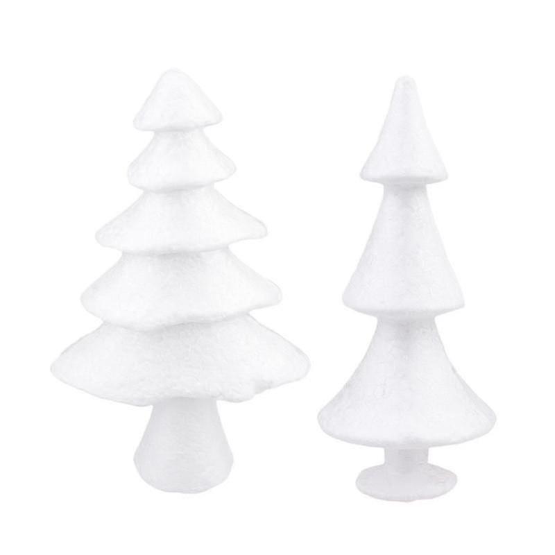 2pcs Tree Model White Christmas Tree Kids Diy Craft Material Ornament Christmas Layout Decorative Props For Child Kids(2 Size)