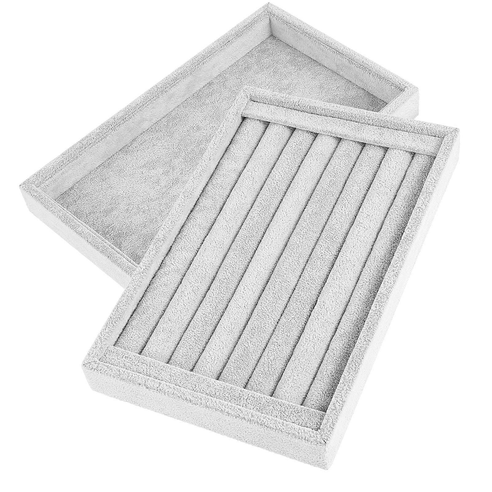 Jewelry Display Tray for Ring Storage and Ear Studs 2Pcs Grey Set