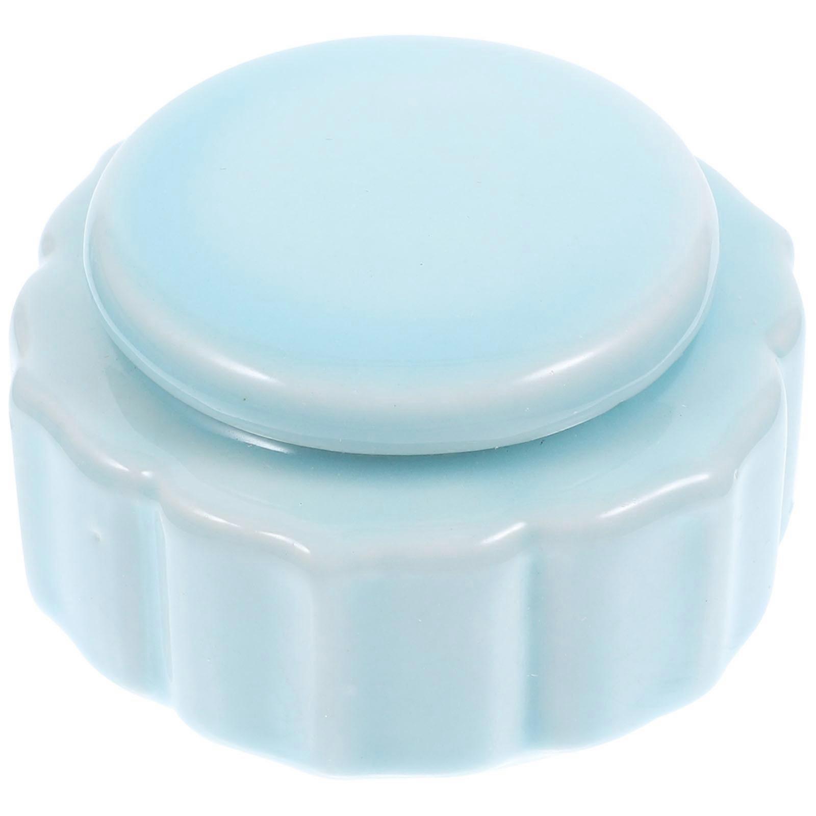 Elegant Round 4Pcs Sky-Blue Ceramic Jar Perfect For Storing Makeup Tea and Other Items On Your Desktop