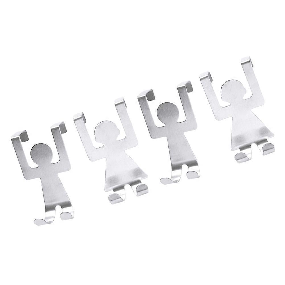 Cartoon Humanoid Door Back Hooks for Hanging Coat 12Pcs Silver Rack