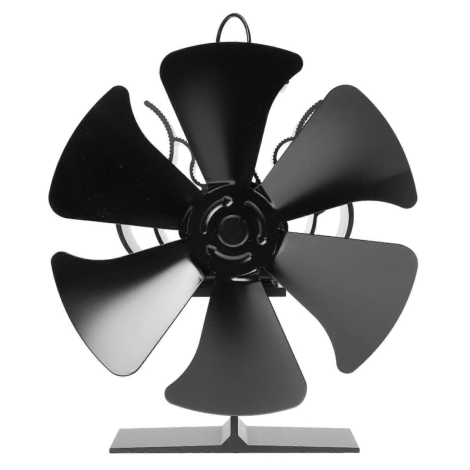 Black Heat Stove Fan With 6 For Home Heating Efficiently In 1Set