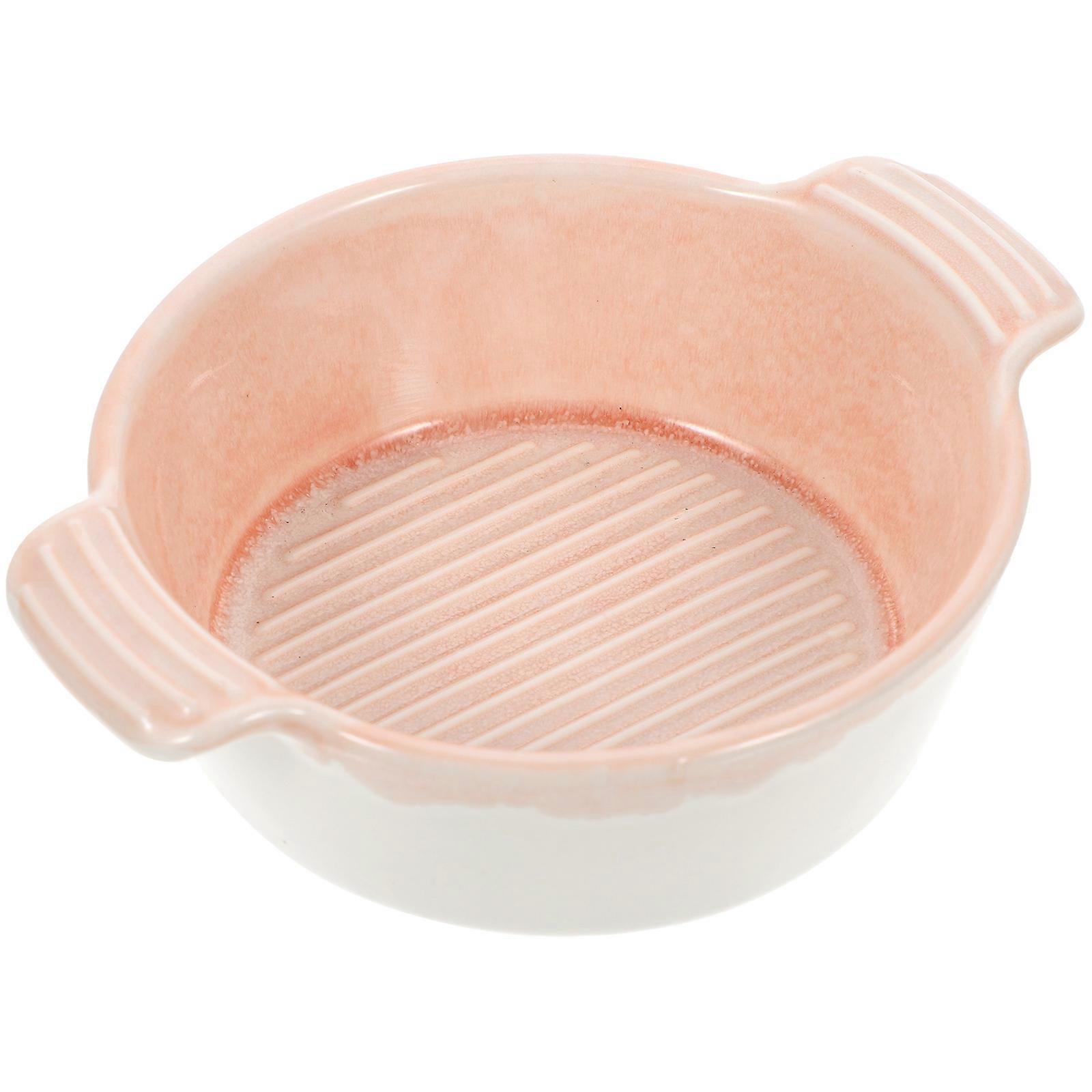 Ceramic Baking Tray for Double Handle Baking Dish 5Pcs Pink Set