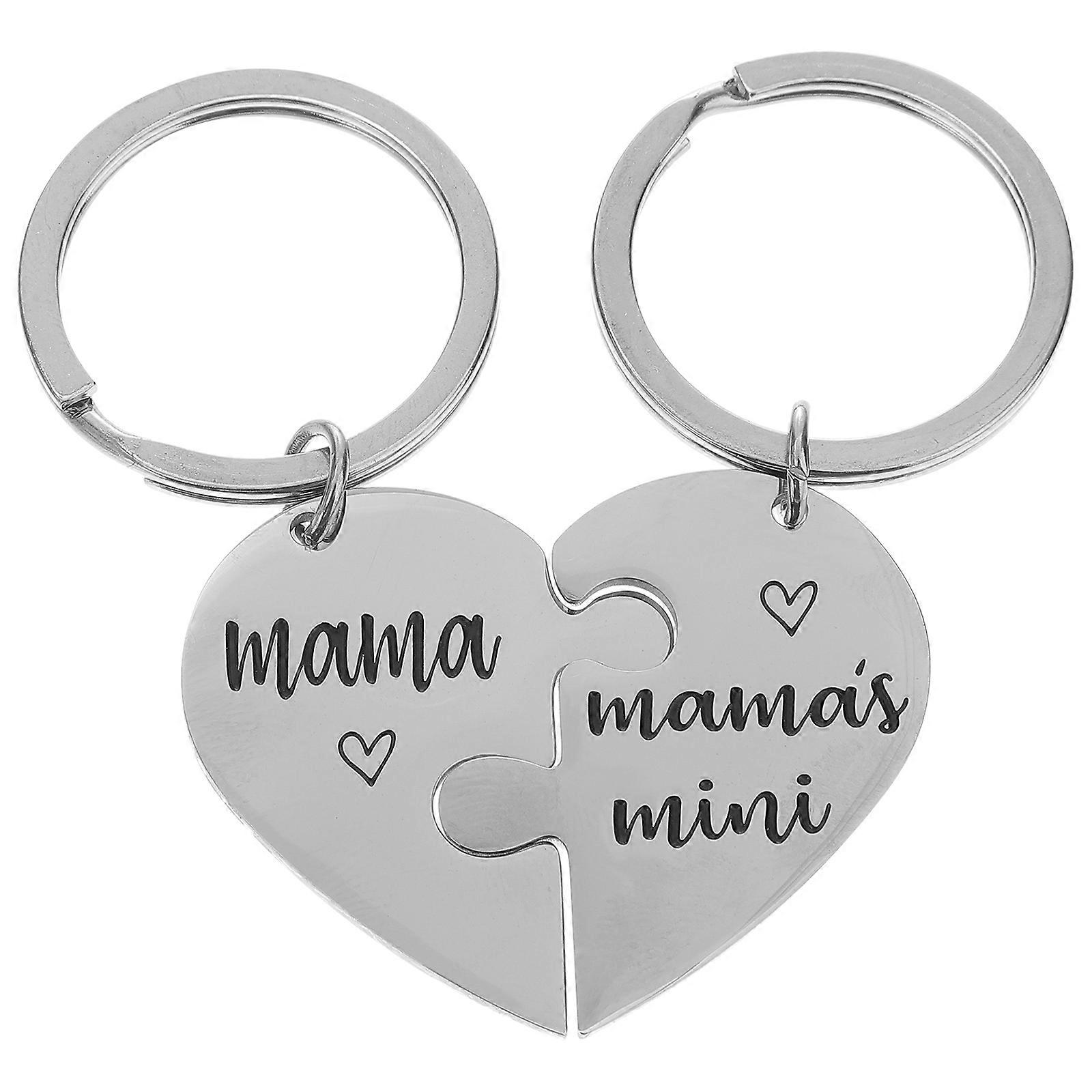 Puzzle Design Key Chains 2Pcs Silver Stainless Steel Durable Material for Key Storage