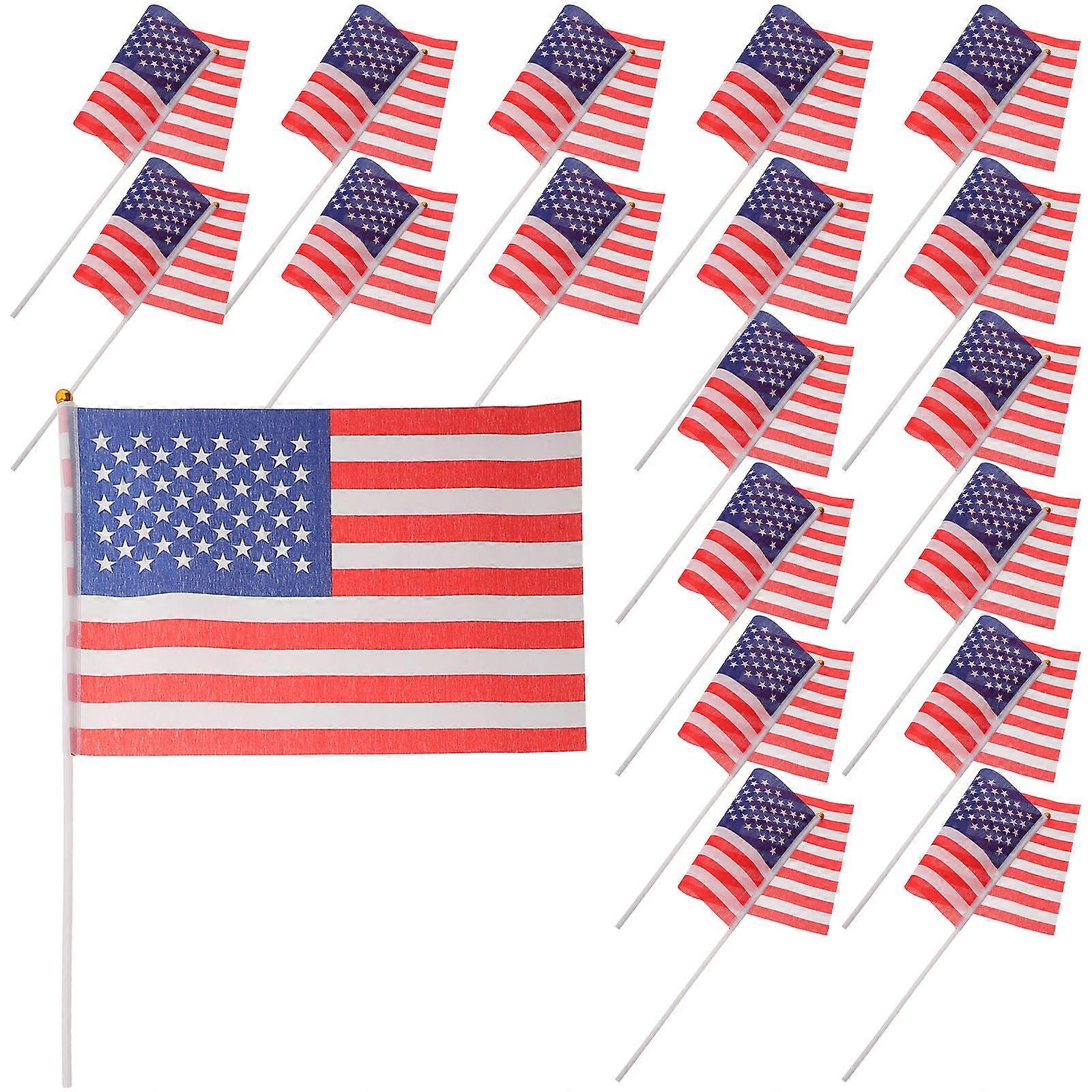 80Pcs Mini Us Flags for Patriotic Decoration Handheld American Flags