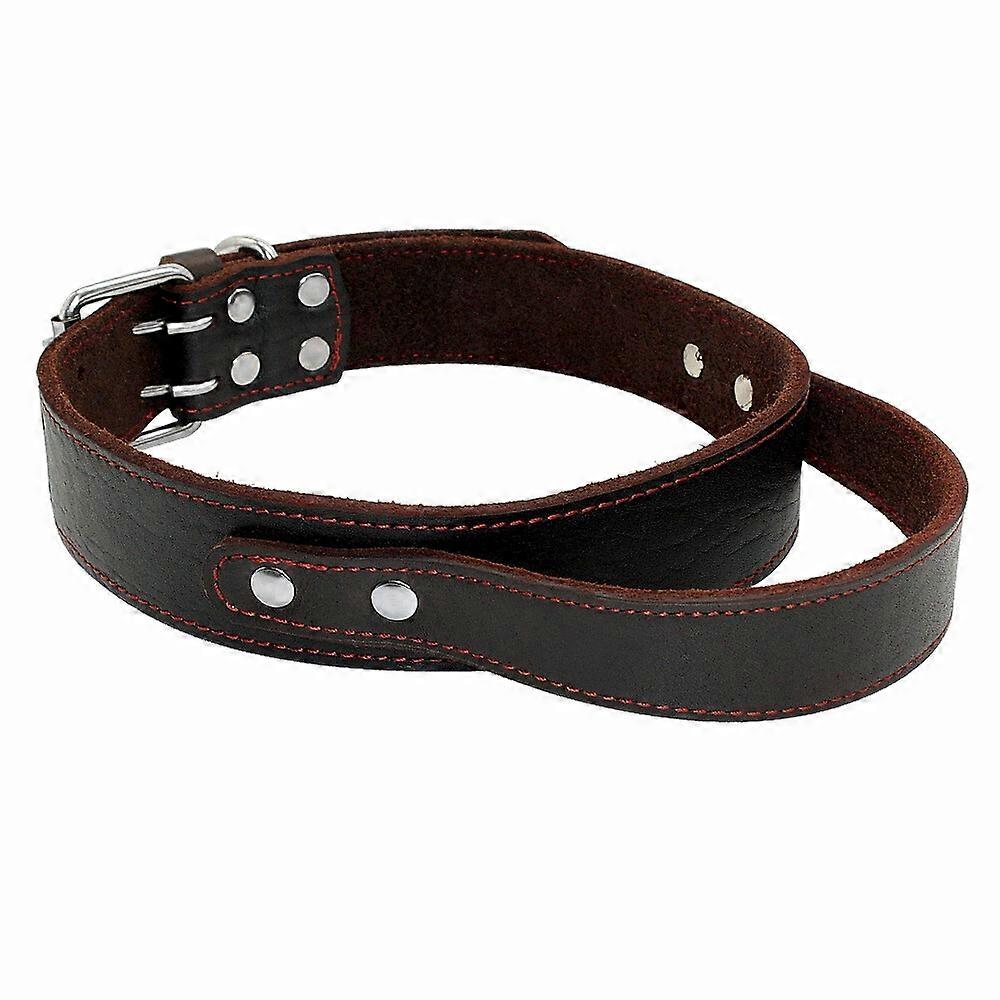 Genuine Leather Dog Collar Quick Control with Handle for Large Breeds Training