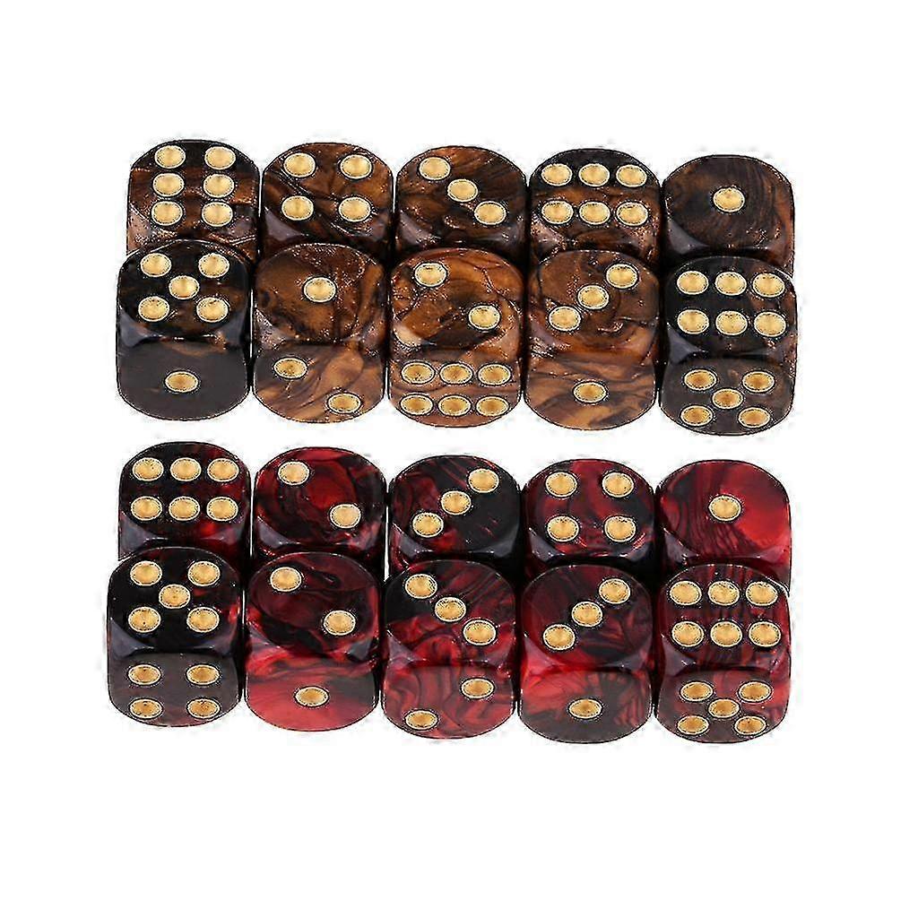 16mm Six-Sided Dice Set for Board Games and Mathematical Instruction - 20 Pack