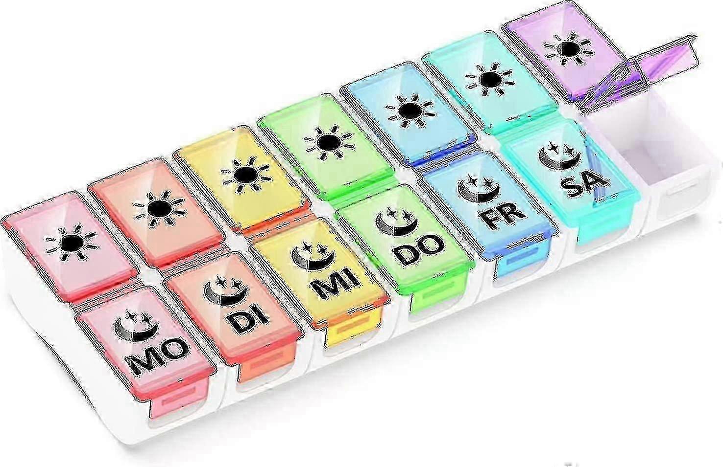 Tablettenbox 7 Tage 2 Fcher,pillendose 7 Tage Medikamentenbox,morgens Abends 14 Fcher Pillenbox Medikamentendosierer(deutsche Version)