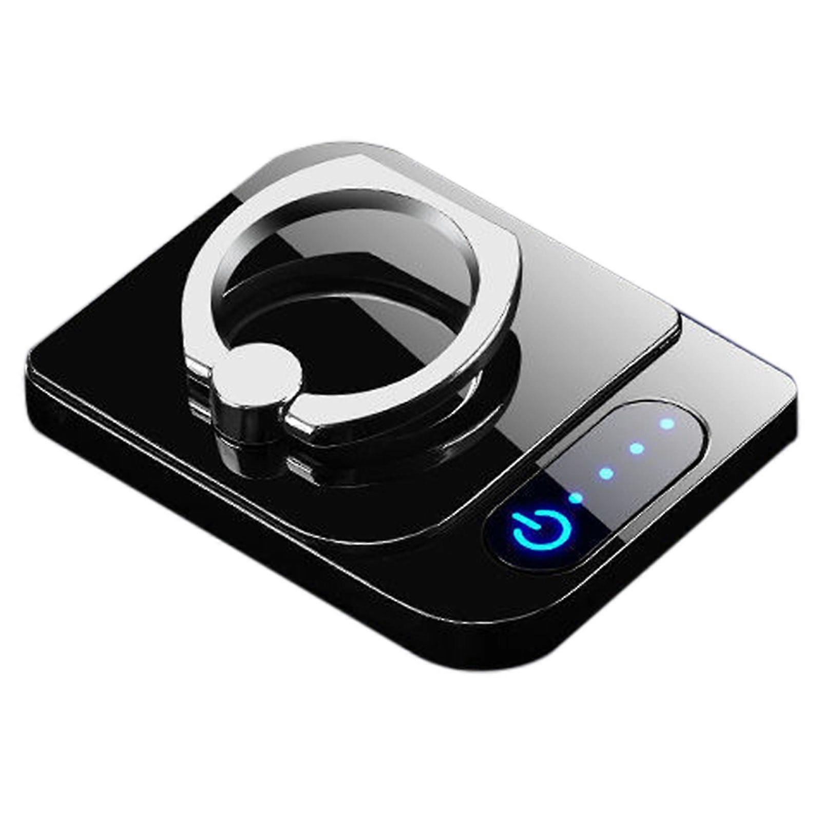 Phone Finger Ring Holder with Built-in Rechargeable Lighter - Windproof USB Charging, 360 Degree Rotating Kickstand, Secure Metal Adhesive