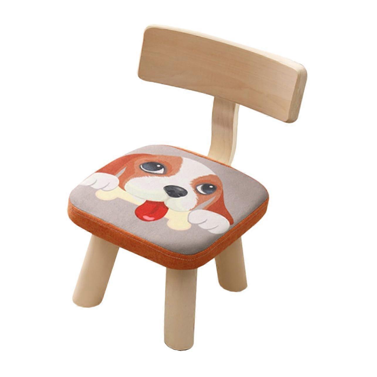 Back Stool Puppy Pattern AntiFall Spine Support With Cotton Linen Fabric For Home Kindergarten Sturdy Structure Seating