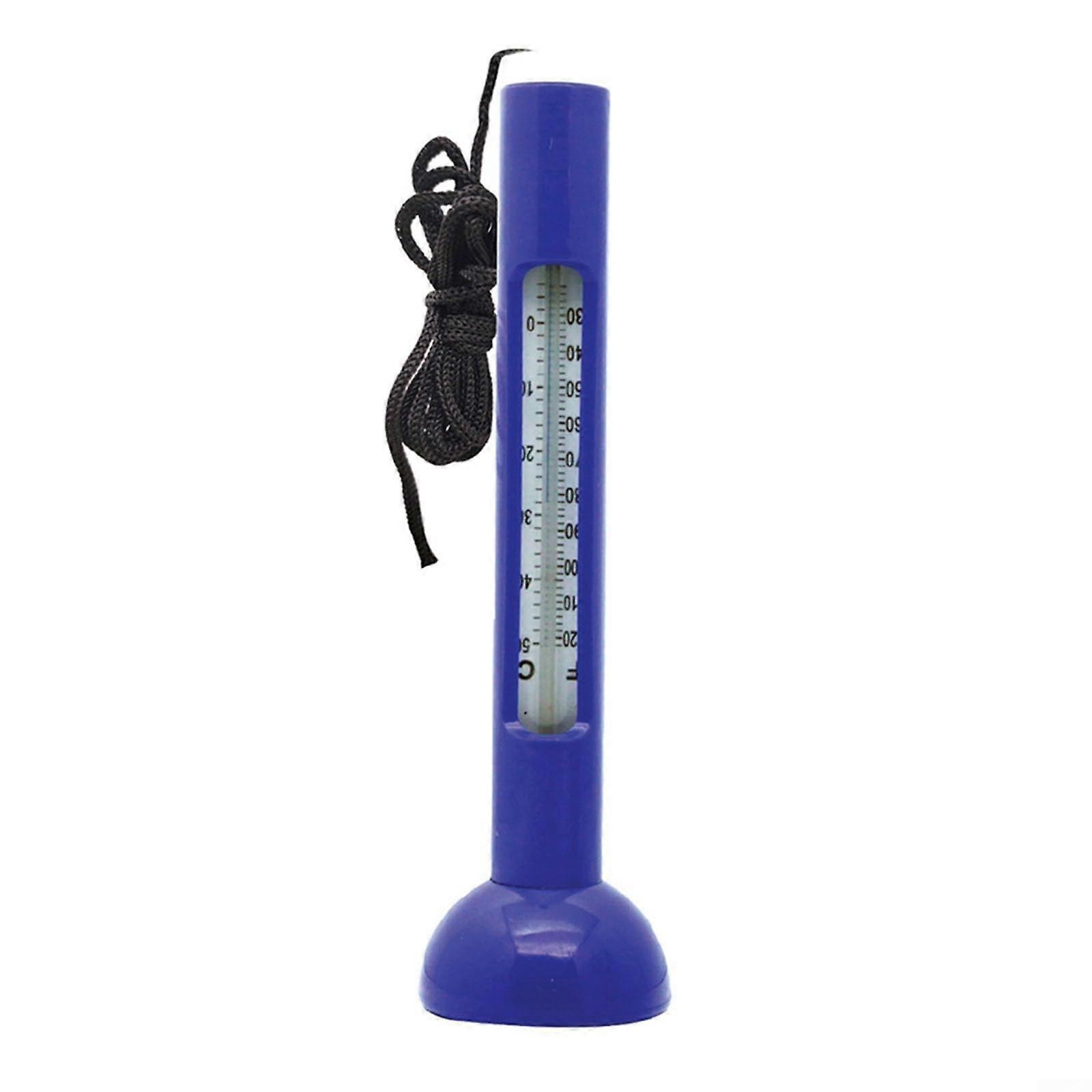 Floating Thermometer For Pool Water With Rope 0C To 50C (30F To 120F) Range ABS And Glass Construction Ice Bath Blue