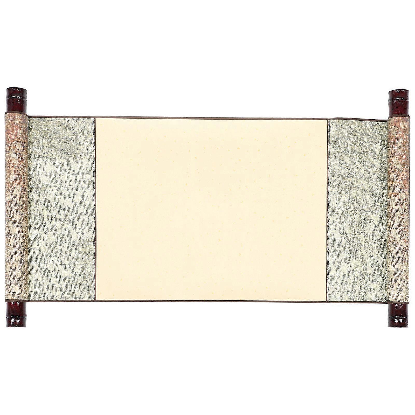 Blank Calligraphy Scroll Antique Style Double-Axis Chinese Paper Scroll for Art Calligraphy Painting Unfinished Hanging Scroll