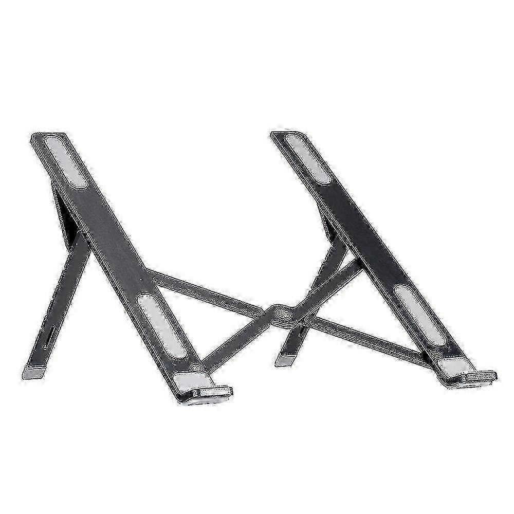 6-Level Adjustable Portable Laptop Stand - Folding Non-Slip Aluminum Alloy Bracket for Laptops, Tablets & Books - Black Zekai