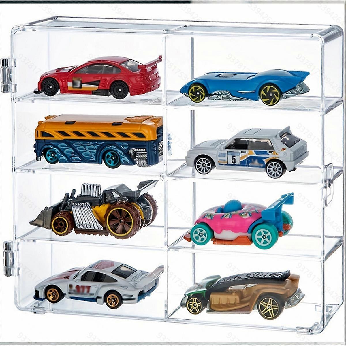 1 Premium Acrylic Display Case with 8 Compartments for 1:64 Car Models, Crystal Clear Display Case for Mini Cars and Models