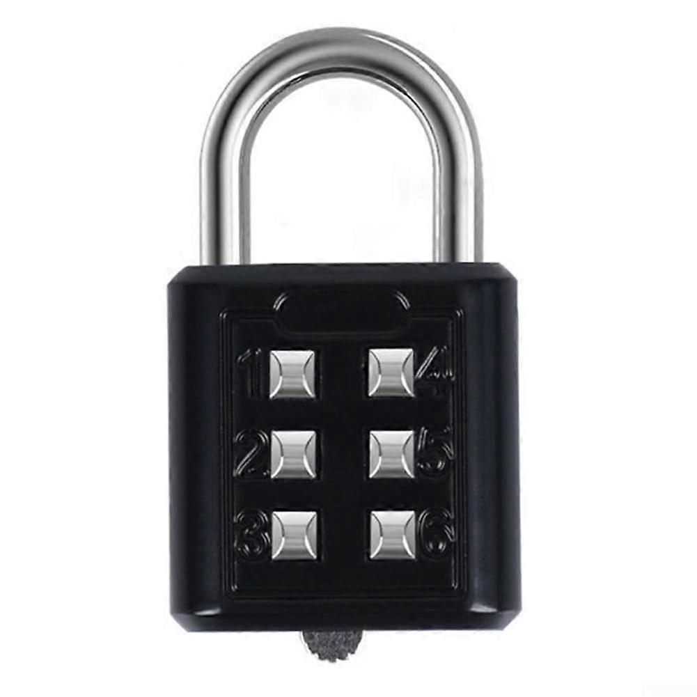 6Digit Combination Padlock Zinc Alloy Security Lock For Suitcases, Travel Bags And Lockers With Custom Passcode Black