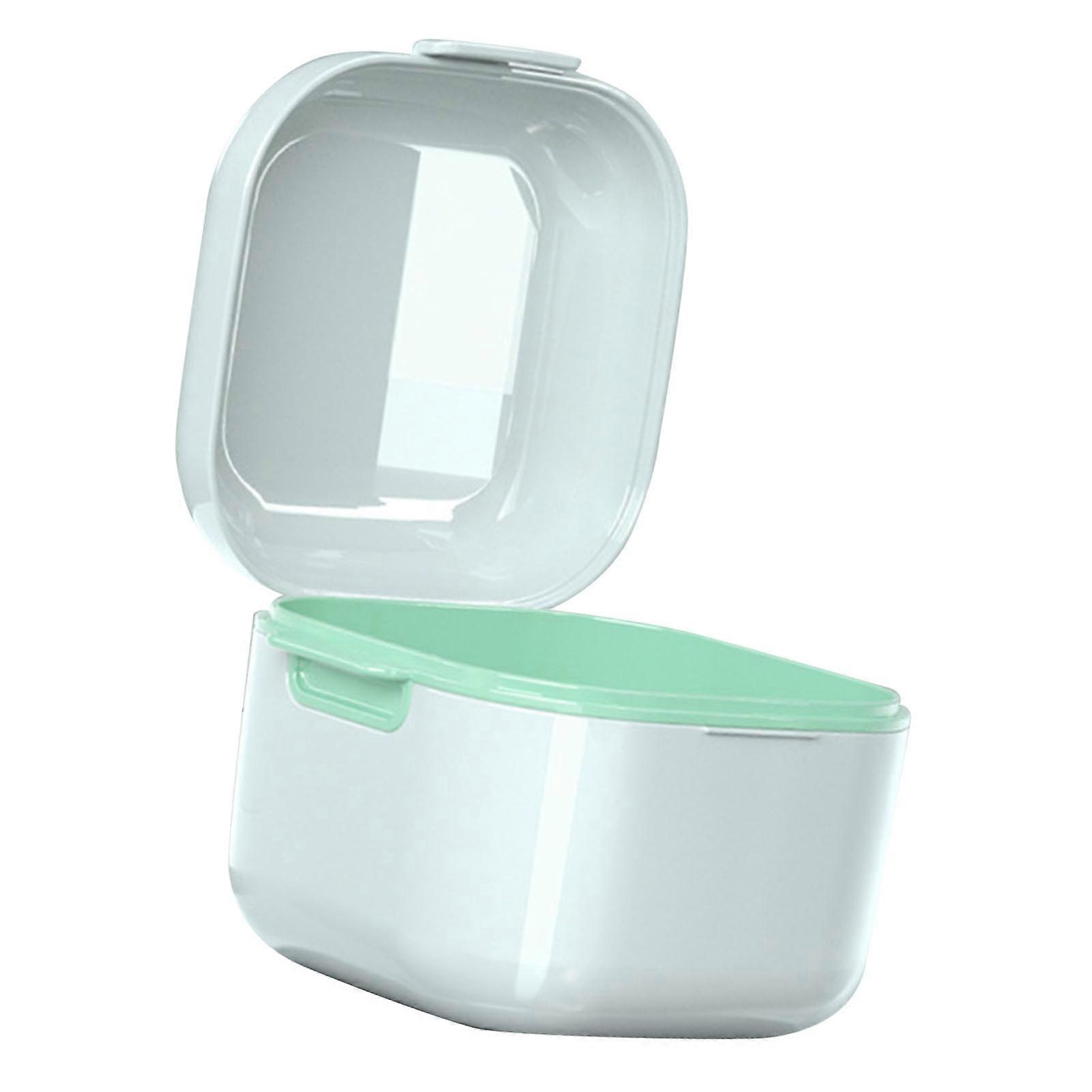 Denture Case Stain Removal Food Grade Strong Plastic Draining Design Denture Cup for False Teeth Tooth Socket White 