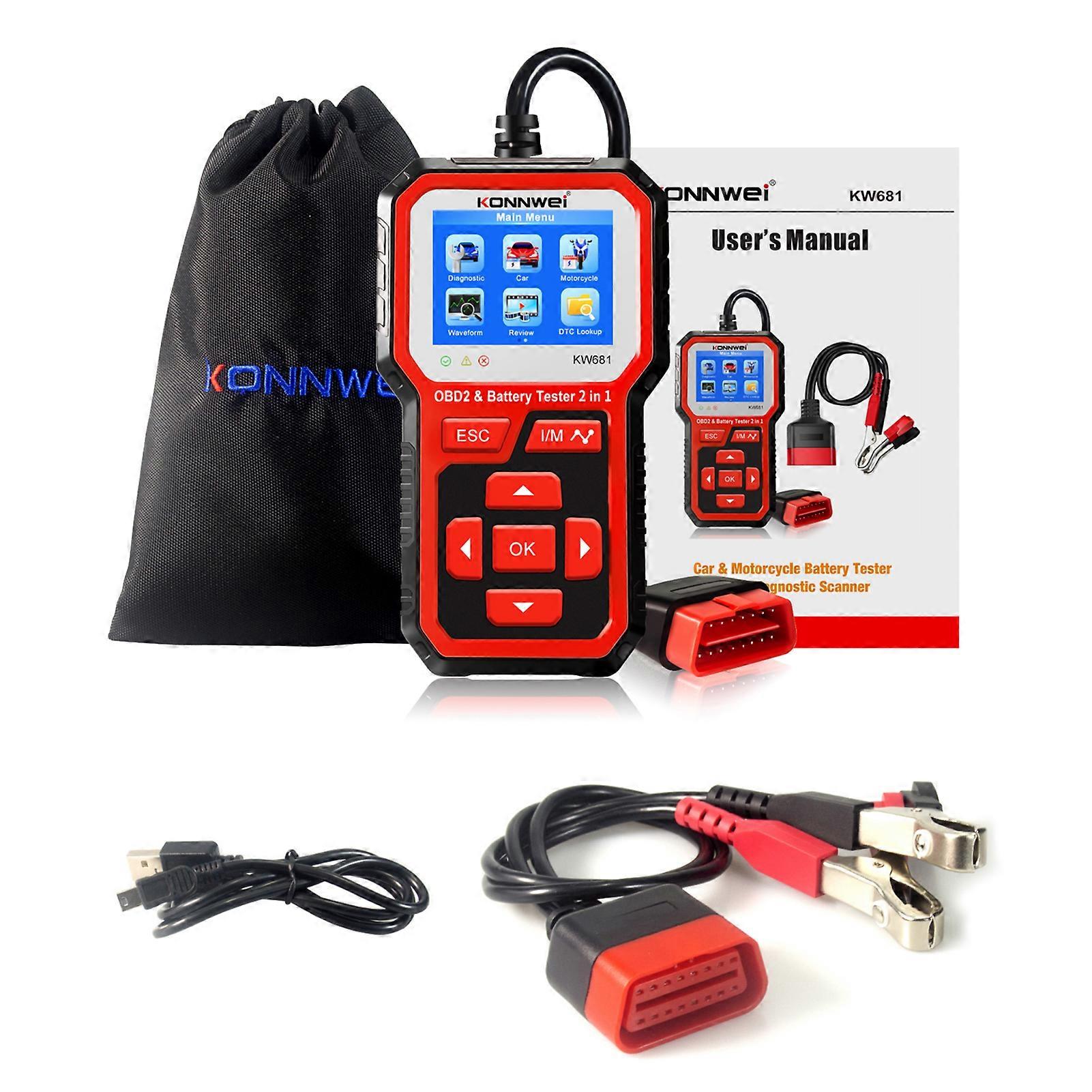 Battery diagnostic tool for vehicles and motorcycles KW681