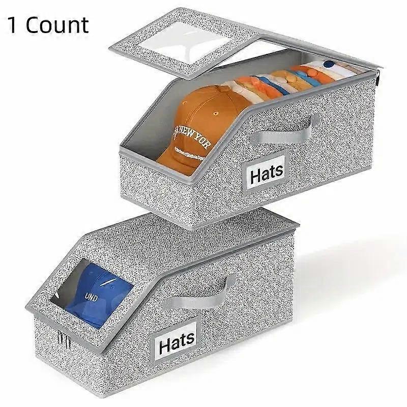Baseball Cap Storage Box with Transparent Window, Holds Up to 12 Hats, Home Hat Organizer Rack, Durable and Space-Saving Design
