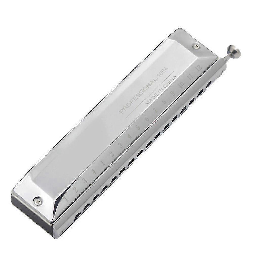 Beginner Harmonica Type 16 Hole 64 Sound Suitable for Musicians and Students Silver Normal Sound and 1Set