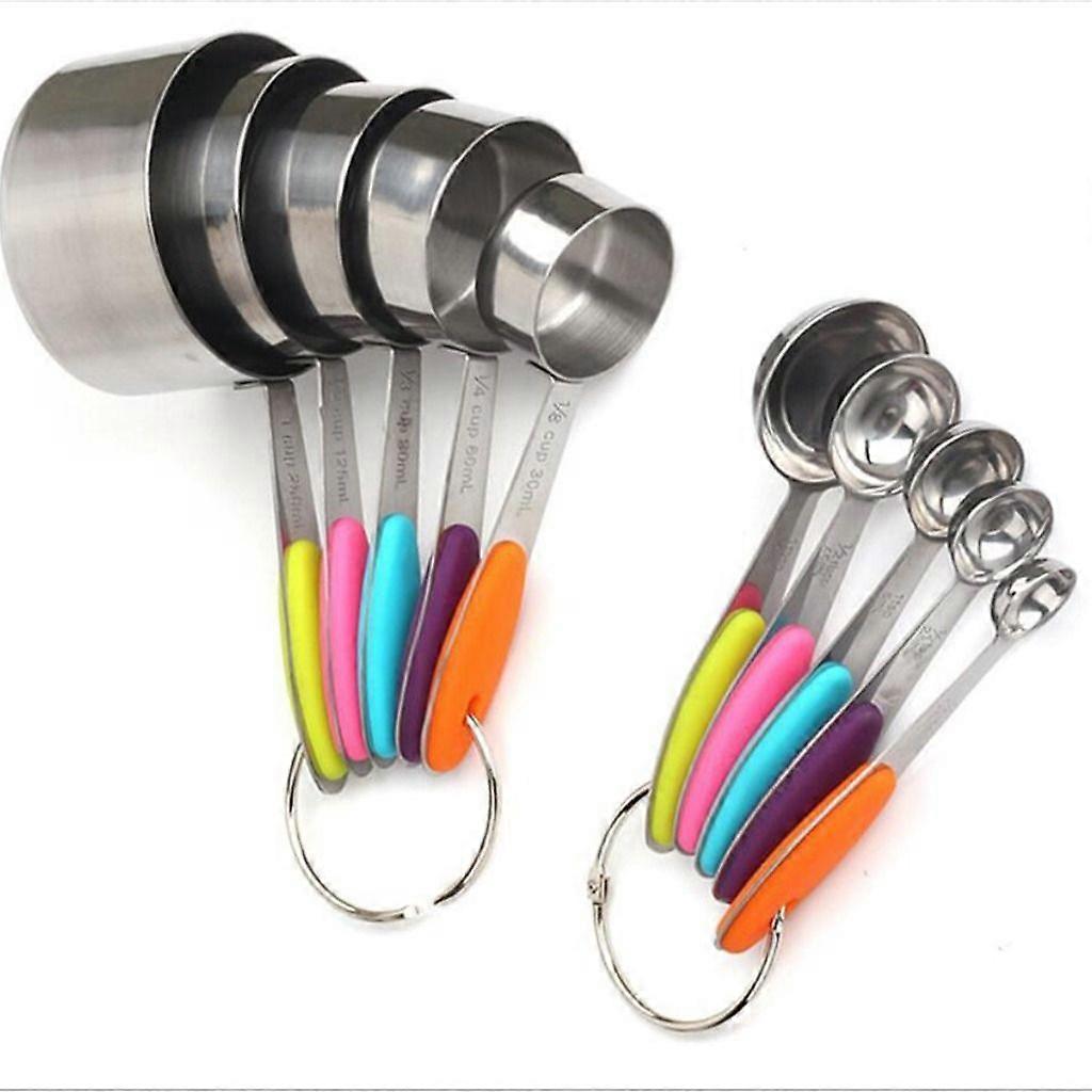 Stainless steel graduated measuring spoons silicone handle measuring cups measuring spoons baking cups measuring spoons baking tools