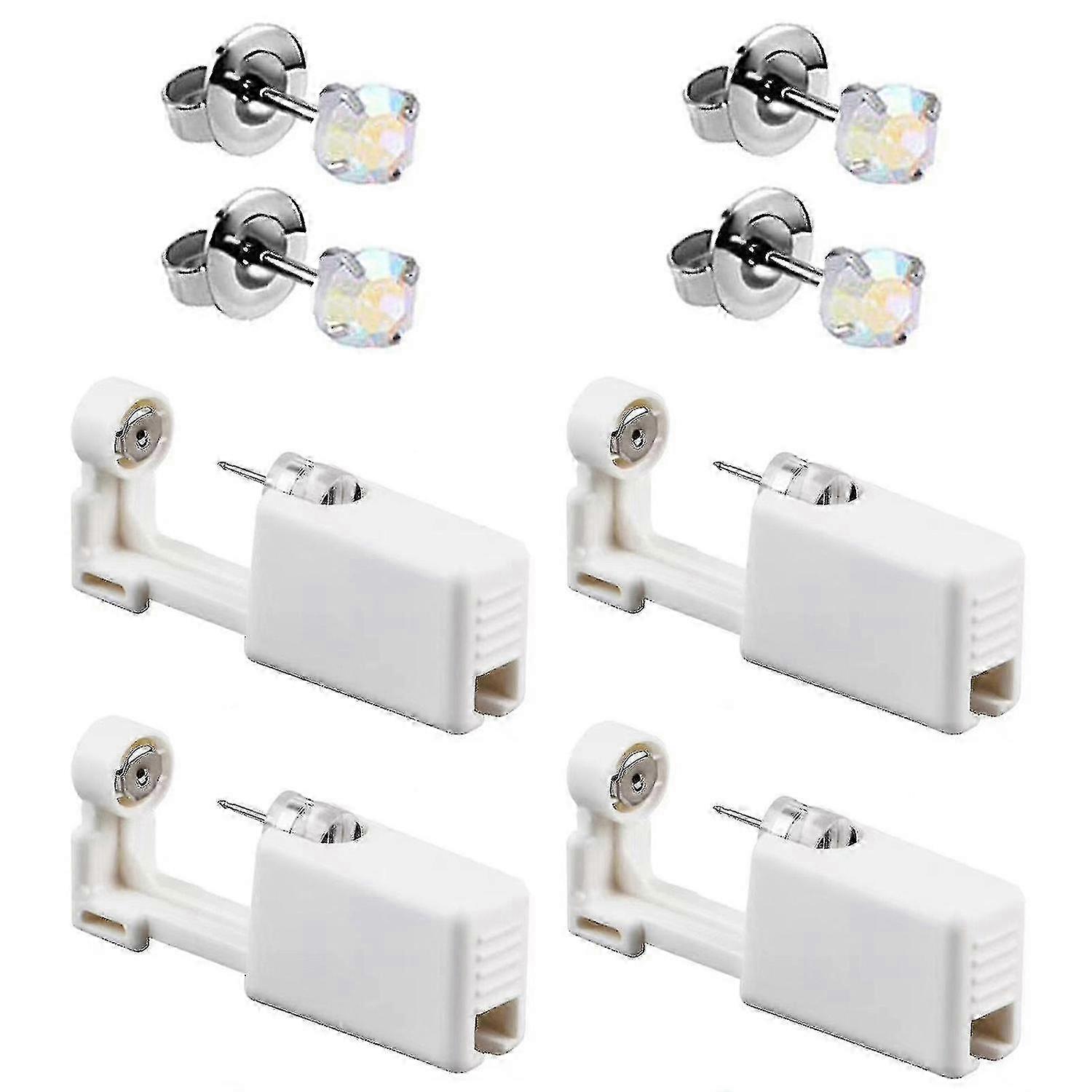 4パックセルフイヤーピアスガン、使い捨てセルフイヤーピアスガンキット、イヤリングスタッド付き安全イヤーパイ