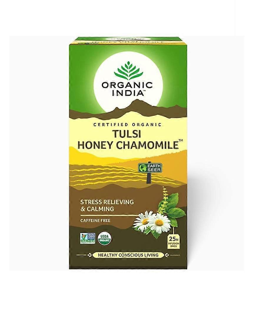 Чай с Тулси, Медом и Ромашкой (25 пак, 1.74 г), Tulsi Honey Chamomile,  Organic India