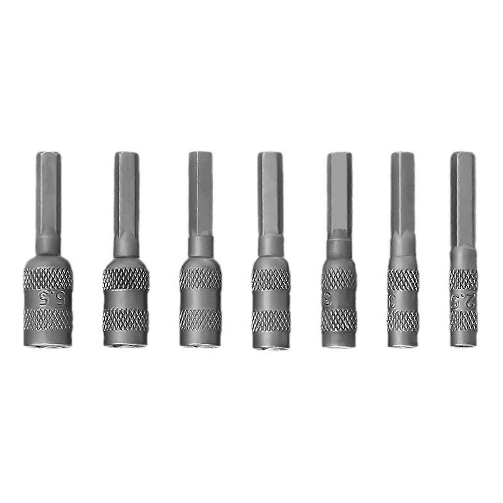 7Piece 2.5mm-5.5mm Hex Socket 4mm Hexagon Shank Nut Driver Part Metric Driver Drill Bit Screwdriver Bit for Car Repair Multicolor