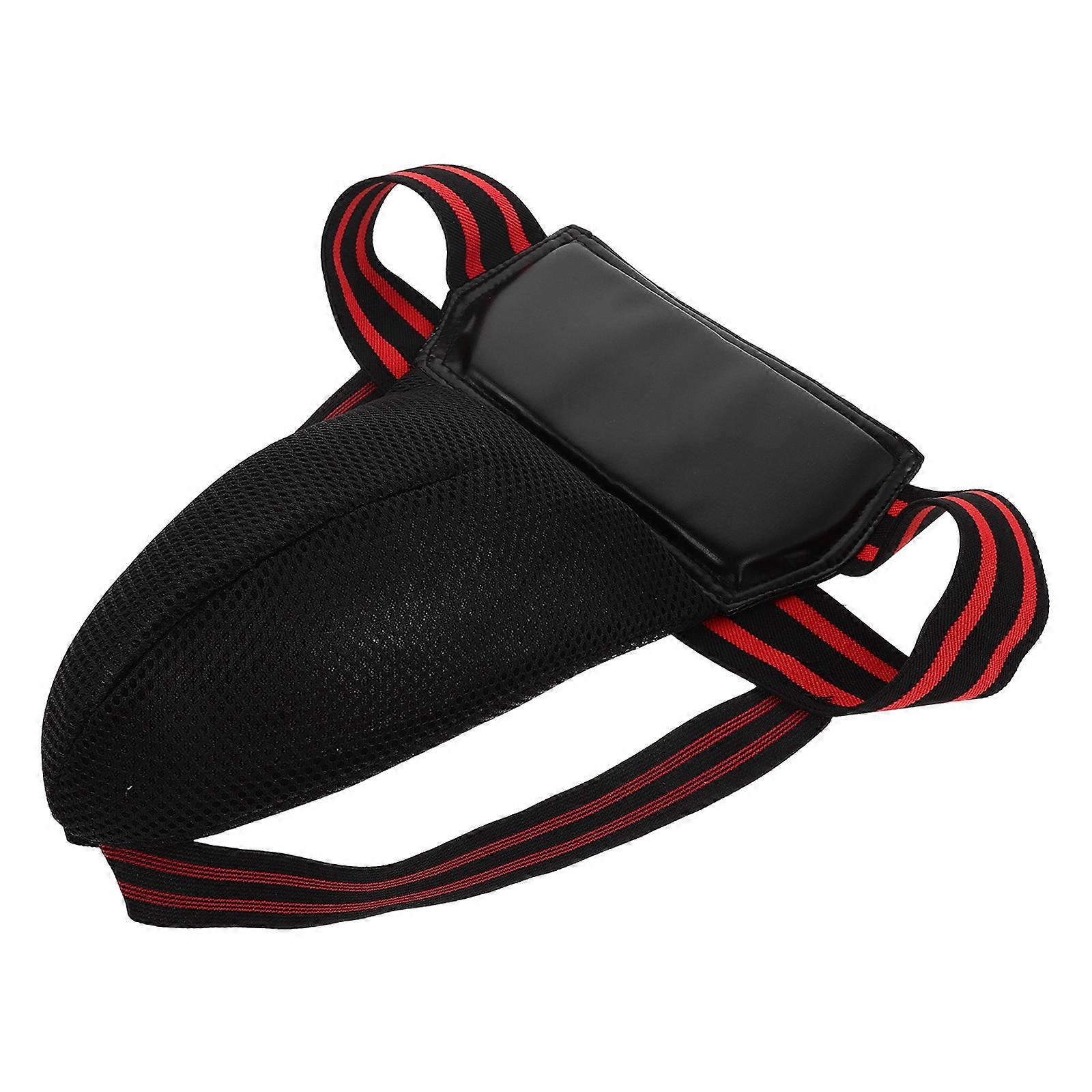 Protector inguinal juvenil deportivo para boxeo con diseño negro