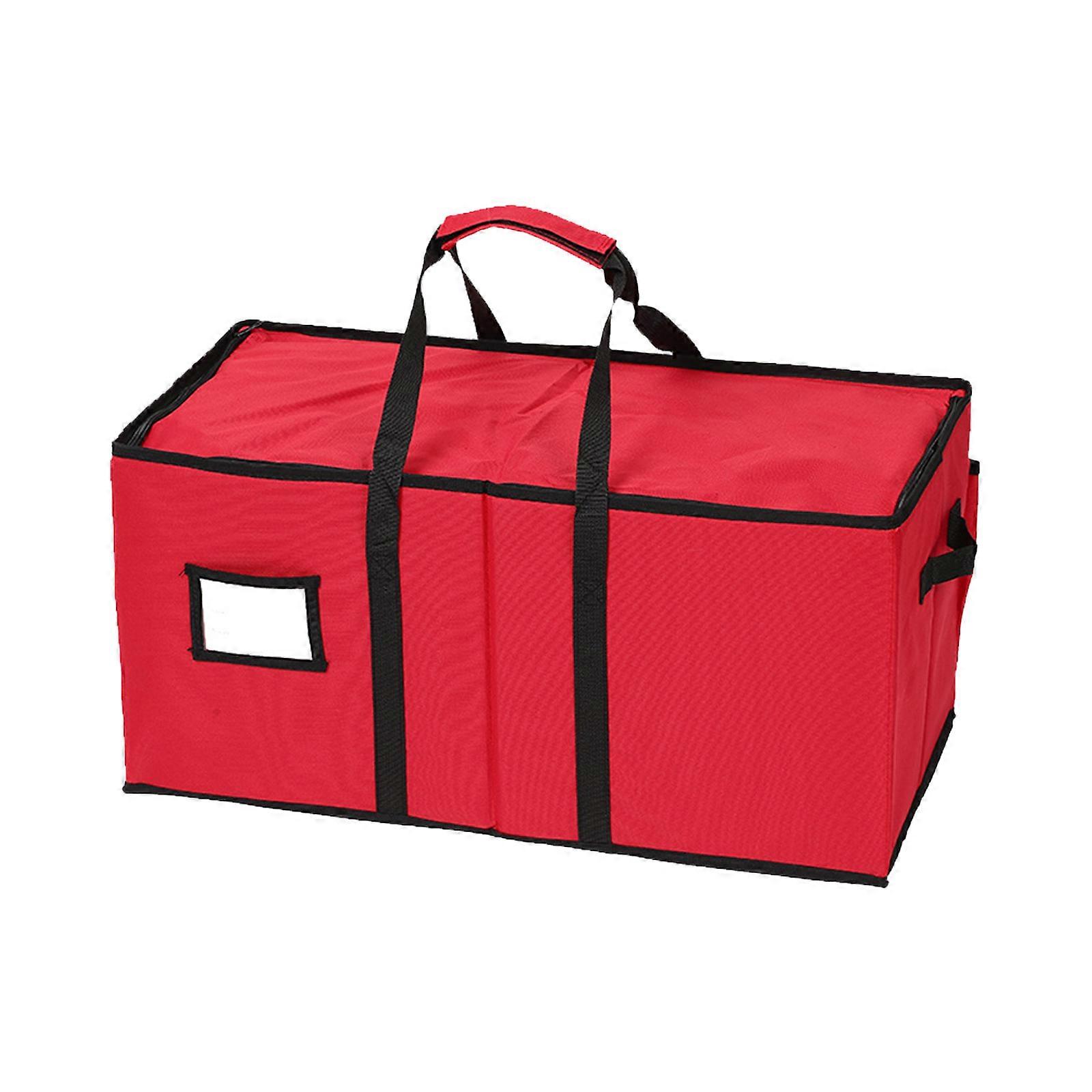 Reinforced Christmas Decoration Storage Structure Multiple Functional Compartmentalized Bag Impermeable Pliable Plan For Home Use  Red
