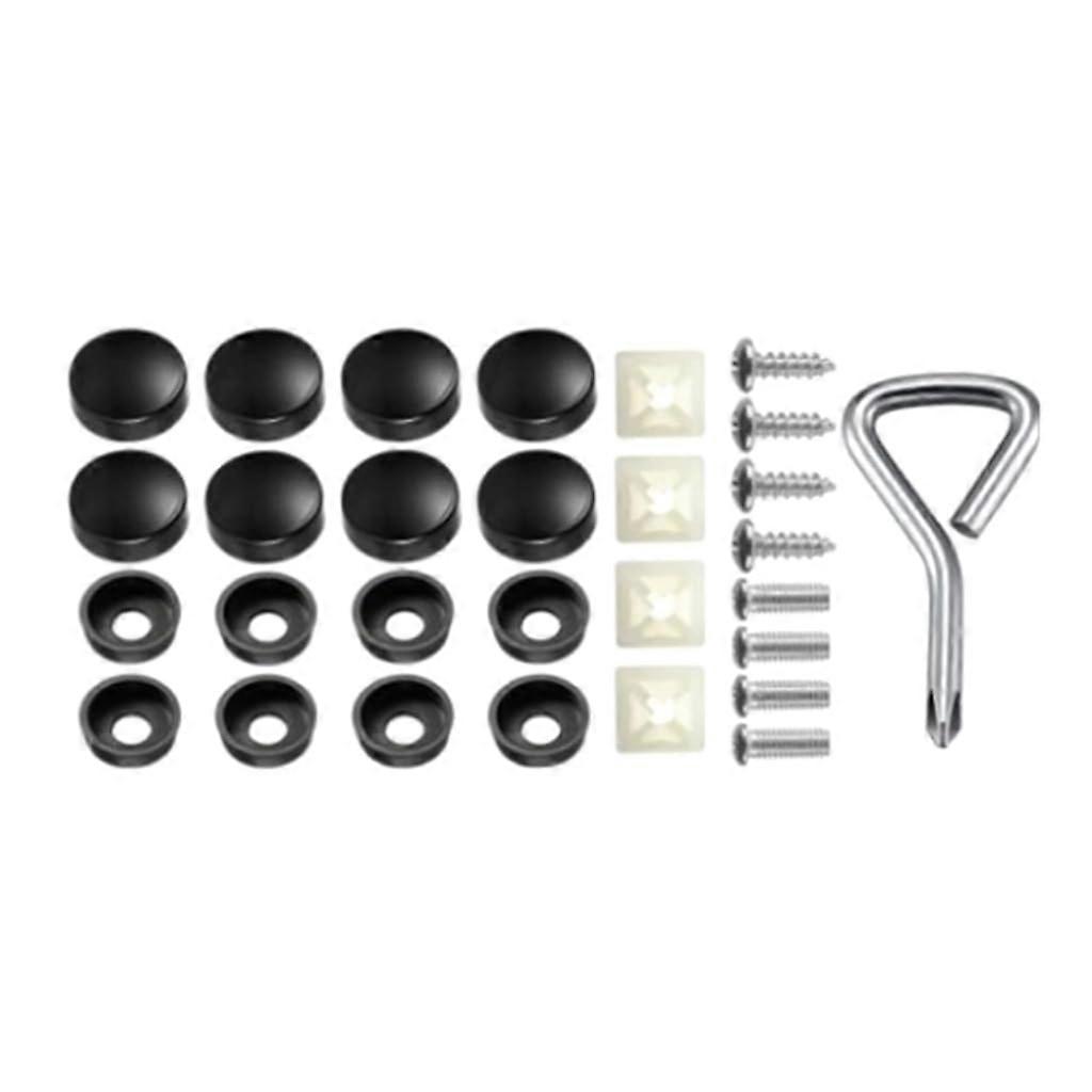 Car Number Plate Frame Mounting Screws With Caps License Plate Hardware Kit Black